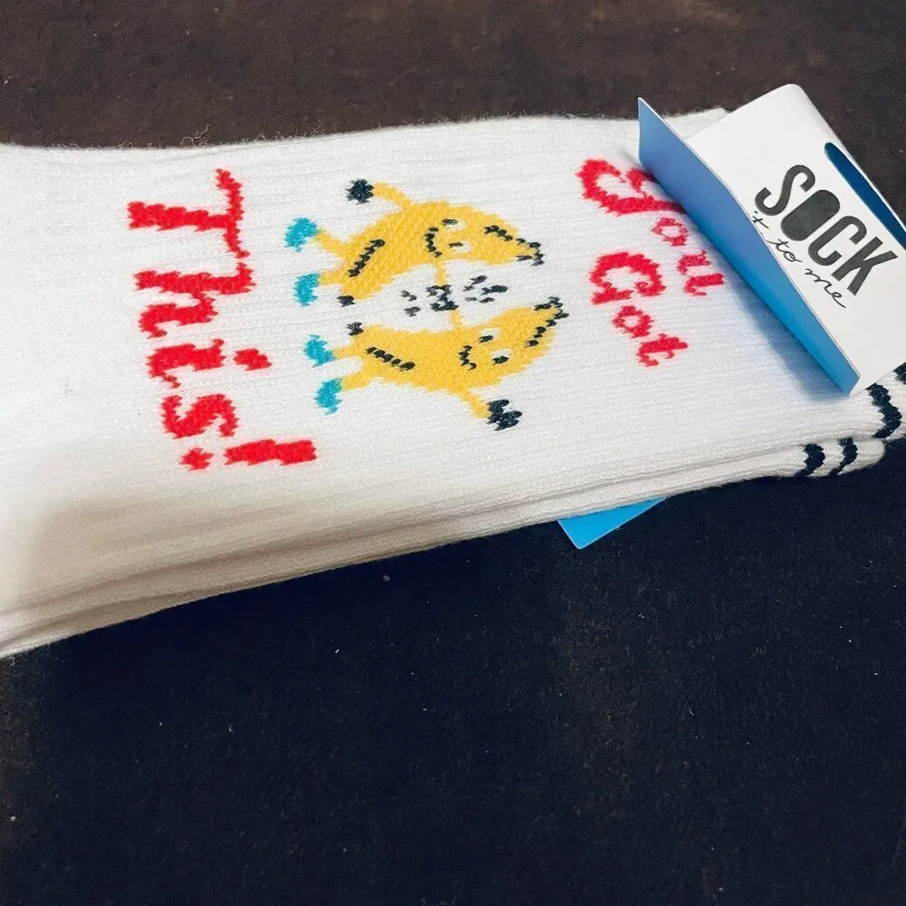 2 Pairs Sock It To Me Crew Socks Dancing Bananas Dream Big Rainbow New with Tags